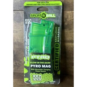 SplatRBall Pyro Magazine – LED Light, 550 Round Gel Blaster Mag, Green, NEW